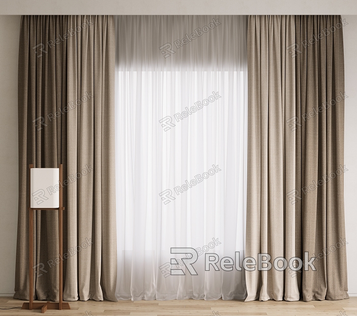 Curtain Screen Cloth Curtain Gauze Curtain Venetian Curtain Plain Color Curtain Solid Color Curtain Floor Lamp model