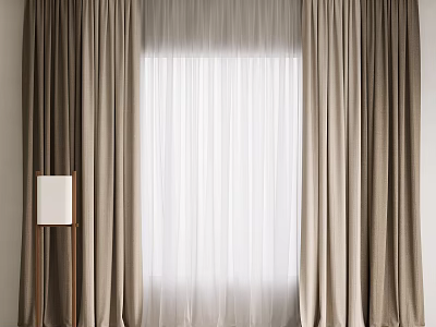 Curtain Screen Cloth Curtain Gauze Curtain Venetian Curtain Plain Color Curtain Solid Color Curtain Floor Lamp 3d model