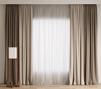 Curtain Screen Cloth Curtain Gauze Curtain Venetian Curtain Plain Color Curtain Solid Color Curtain Floor Lamp 3d model