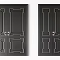 Black Swing Doors Featuring Golden Geometric Patterns For Modern Interior Design
