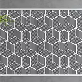 Modern Minimalist Square Rug With Black And White Geometric Hexagon Patterns 3d model