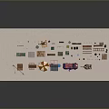 Detailed Miniature Scene With Assorted Vehicles Stalls Tools And Furniture Items