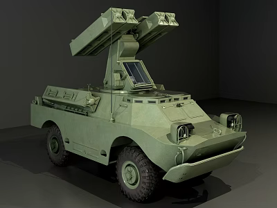 Military Armored Vehicle Weapon System With Missile Launcher And Green Exterior 3d model