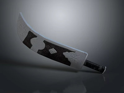 Artistic Sculpture Carving On Curved Blade With Intricate Patterns And Decorative Details 3d model