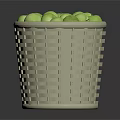 Woven Basket Filled With Fresh Green Apples On Dark Surface
