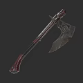 Intricately Designed Battle Axe Weapon With Long Handle And Decorative Patterns