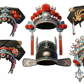 Traditional Chinese Opera Themed Hanging Decorations With Intricate Beads And Feathers