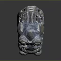 Intricate Carved Mythical Beast Sculpture In Traditional Style With Metallic Shine And Curved Details