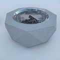 Modern Kitchen Electric Teapot On Gray Octagonal Stone Platform With Teacups And Small Plant