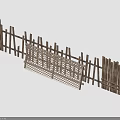 Wooden Fence With Grid Pattern Gate And Rustic Design For Outdoor Areas