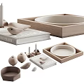 Minimalist Modern Decorative Ornament Set With Neutral Tones Bowls Vases And Bird Figurines