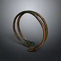 Vintage Metal Decorative Ring With Rustic Finish And Green Accent