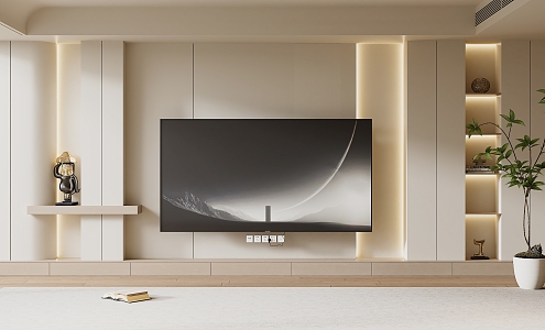 Modern TV Background Wall Cream Style TV Background Wall TV Cabinet TV 3d model