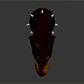 Fierce 3D Doberman Head Model Featuring Brown Black Fur Sharp Teeth Spiked Collar