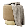 Beige Upholstered Ottoman with Gold Base and Soft Blanket and Multiple Color Choices