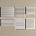 Six White Window Blinds Display On Beige Wall For Home Interior Decor 3d model