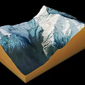 Snowy Mountain Landscape 3D Model Featuring Natural Scenery With Yellow Base And Black Background