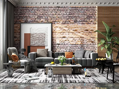 Modern sofa coffee table combination simple 3d model Modern sofa coffee table combination simple 3d model