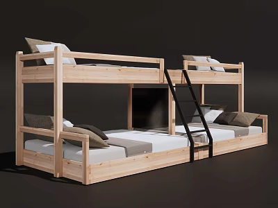 Upper and lower bunk beds 3d model
