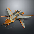 Futuristic Aircraft With Sleek Gray Orange Exterior And Streamlined Wing Design