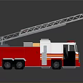 Red And White Toy Fire Truck Model With Extended Ladder And Detailed Design