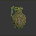 Traditional Terracotta Pitcher Sculpture Carving With Intricate Patterns And Handle Design