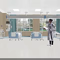 Bright Hospital Ward Interior With Medical Beds Doctor Nurse Station And Equipment