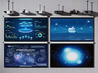 Projection Monitoring System With Multi Screen Data Visualization And Tech Interface 3d model