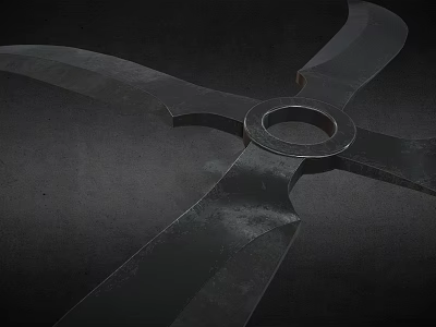 Shuriken Four Bladed Metal Traditional Ninja Weapon With Sharp Edges And Circular Center 3d model