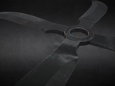 Shuriken Four Bladed Metal Traditional Ninja Weapon With Sharp Edges And Circular Center 3d model