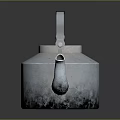 Silver Metal Kettle with Black Handle Round Lid and Spout as Essential Household Item