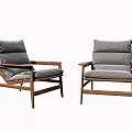 Modern Leisure Chair With Wooden Frame And Gray Brown Soft Cushions Design