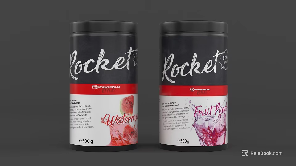 Rocket Quality Drink Mix Powder Watermelon And Fruit Mix 500g Jars 3d model 