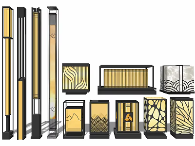 Modern Outdoor Lights With Various Decorative Patterns And Stylish Designs 3d model