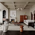 Middle Ancient Living Room Sofa Coffee Table Single Chair Ornaments Combination 3d model