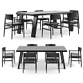 Modern Black Dining Table Set With Six Chairs And Minimalist Design 3d model