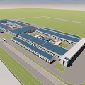 Bird's-eye view of modern factory building 3d model