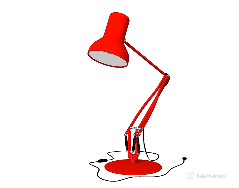 Red Adjustable Table Lamp With Flexible Arm And Round Base Design 3d model