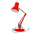 Red Adjustable Table Lamp With Flexible Arm And Round Base Design 3d model