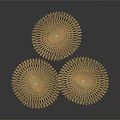 Three Modern Golden Chandelier With Umbrella Shaped Metal Framework And White Base