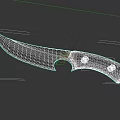 Tactical Hunting Knife Featuring Curved Metal Blade Black Handle And Circular Accents