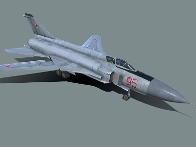 Gray Military Jet Fighter With Red Number 95 And Star Emblem Details 3d model