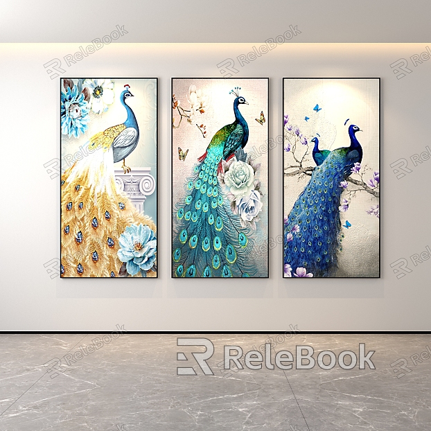 Classic Simple Light Luxury Internet Celebrity Peacock Decoration Painter Restaurant Entrance Corridor Hallway Hanging Painting Hand-painted Oil Painting Minimalist Freehand Brushwork Abstract Popular Scenery Animals Birds model