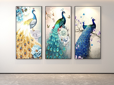 Classic Simple Light Luxury Internet Celebrity Peacock Decoration Painter Restaurant Entrance Corridor Hallway Hanging Painting Hand-painted Oil Painting Minimalist Freehand Brushwork Abstract Popular Scenery Animals Birds model