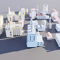 3D Rendering of Industrial Complex With Various Factories Chimneys And Modern Facilities