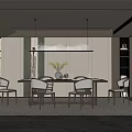 Modern Minimalist Dining Room Interior Design With Dining Table Chairs Pendant Lights Rug And Decorations