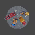 Vibrant Colored Functional Vehicles Including Blue Red Orange Dump And Concrete Mixer Trucks