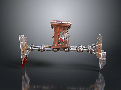 Mechanical Creature With Wooden Body Red Core And Metallic Legs Structure 3d model