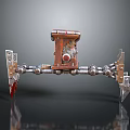 Mechanical Creature With Wooden Body Red Core And Metallic Legs Structure