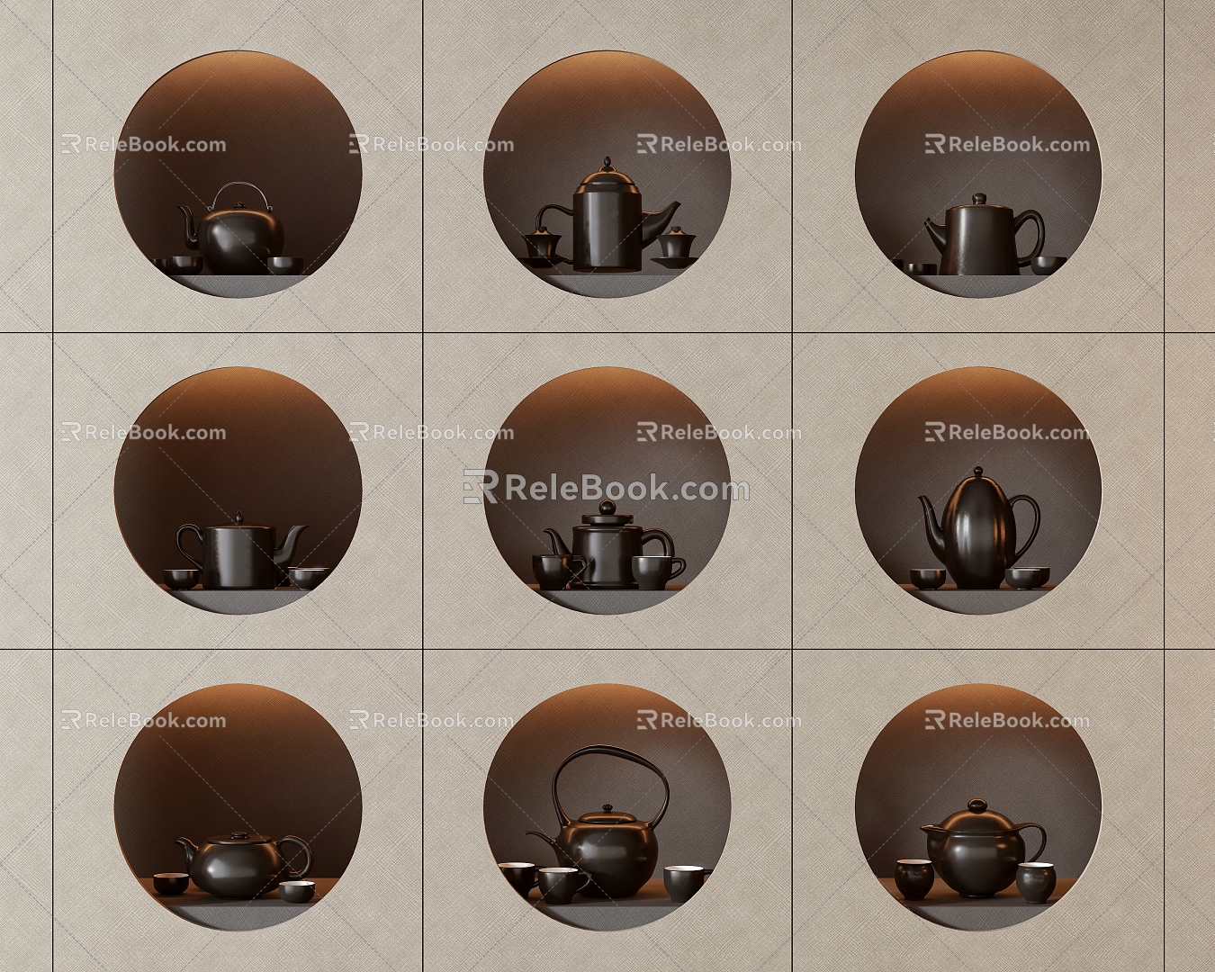 Modern Tea Set Ornaments Teapot Teacup Tea Basin 3d model